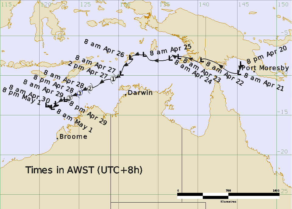 Best Track of Severe Tropical Cyclone Frances