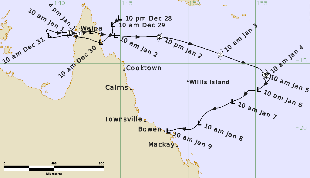 Best Track of Tropical Cyclone Penny
