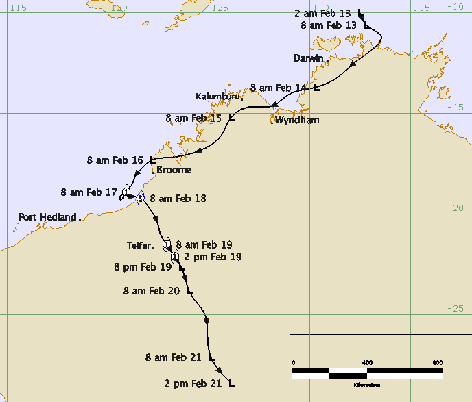 Best Track of Tropical Cyclone Kelvin