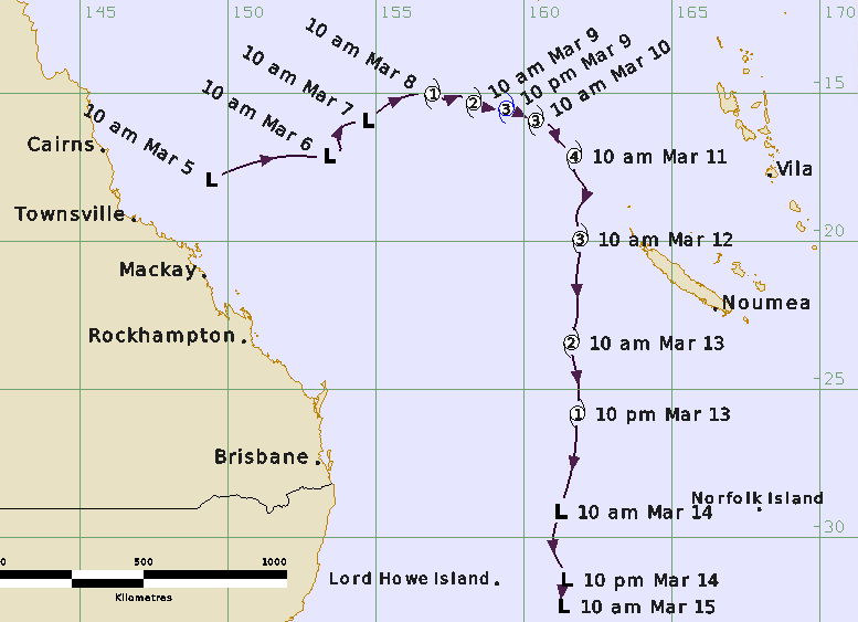 Best Track of Tropical Cyclone Sandra