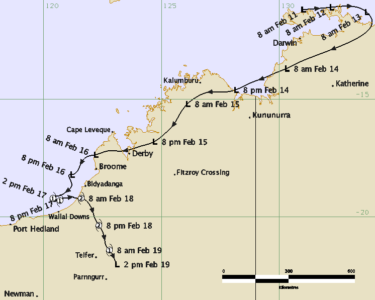 Track of Tropical Cyclone Kelvin Track of Tropical Cyclone Kelvin