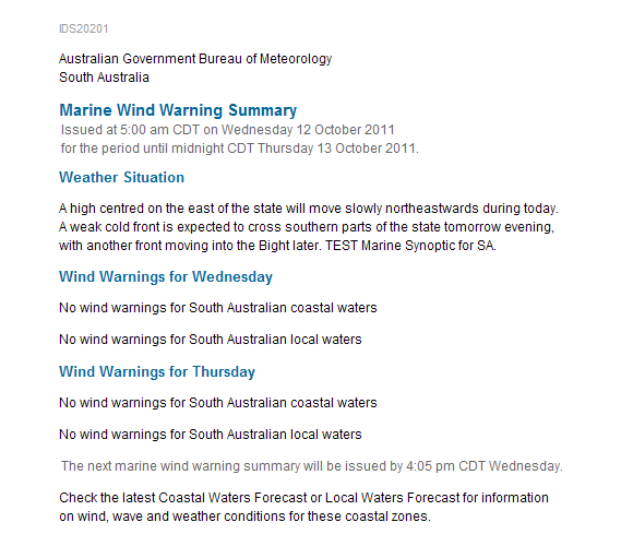 Example B - State wide warnings summary