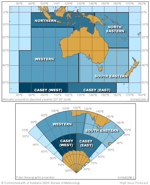 Map of High Seas areas adjacent to Australia