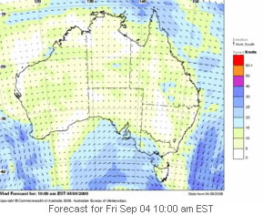 Example image of a map based forecast for Australia