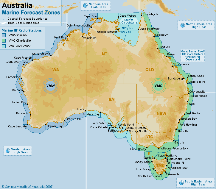 Australia Marine Radio Broadcast Areas