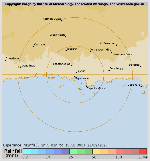 128 km Esperance 5 min Rainfalls