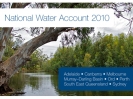 A river surrounded by trees with the heading National Water Account 2010 and a list of regions in the report