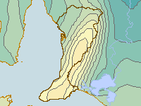 Figure C7. Map of mean annual evapotranspiration for the Adelaide region based on modelled data from 1961-1990