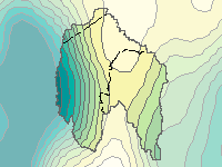 Figure C2. Map of total annual rainfall for the Canberra region during 2009–10