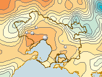 Figure C.9 Map of annual mean maximum daily temperature for the Melbourne region during 2009–10