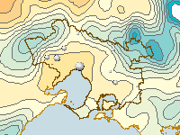 Figure C.10 Map of average annual maximum daily temperature for the Melbourne region, based on data collected between 1961–90