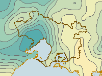 Figure C.6 Map of total annual evapotranspiration for the Melbourne region during 2009–10