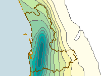 Figure C3. Map of average annual rainfall for the Perth region, based on data collected between 1961-1990