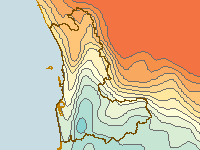 Figure C9. Map of annual mean maximum daily temperature for the Perth region during 2009-10