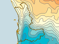 Figure C10. Map of average annual maximum daily temperature for the Perth region, based on data collected between 1961-1990