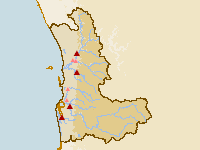 Location map of gauging stations used to calculate total outflow to sea