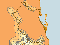 Figure C10. Map of average annual maximum daily temperature for the SEQ region based on data collected between 1961-1990