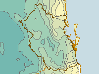 Figure C7. Map of average annual evapotranspiration for the SEQ region, based on modelled data from 1911-2010