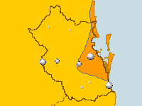 Figure C8. Map of annual maximum daily temperature deciles for the SEQ region during 2009-10