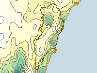 Figure C2. Map of total annual rainfall for the Sydney region during 2009-10