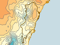 Figure C9. Map of annual mean maximum daily temperature for the Sydney region during 2009-10