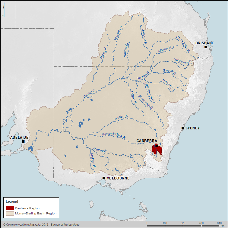 Figure P2 Location map of the Canberra region (in the context of the Murray–Darling Basin) Figure P2 Location map of the Canberra region (in the context of the Murray–Darling Basin)