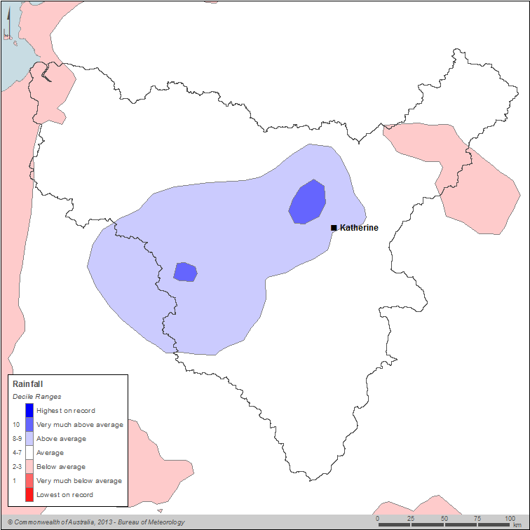 Figure C1 Map of annual rainfall deciles for the Daly region during the 2012–13 year Figure C1 Map of annual rainfall deciles for the Daly region during the 2012–13 year