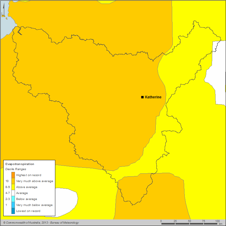 Figure C4 Map of annual evapotranspiration deciles for the Daly region during the 2012–13 year Figure C4 Map of annual evapotranspiration deciles for the Daly region during the 2012–13 year