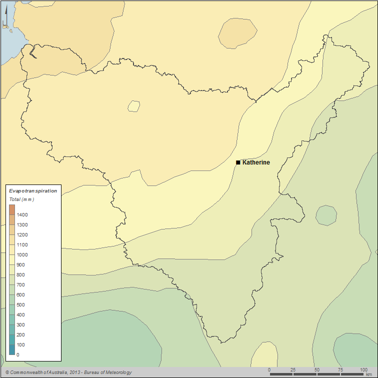 Figure C5 Map of evapotranspiration for the Daly region during the 2012–13 year Figure C5 Map of evapotranspiration for the Daly region during the 2012–13 year