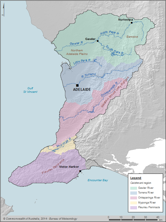 Figure P2 Contextual and catchment boundary map of the Adelaide region