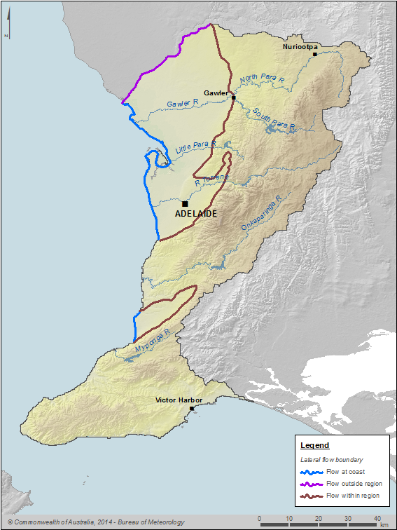 Figure 2 Map of lateral groundwater flow boundaries in the Adelaide region