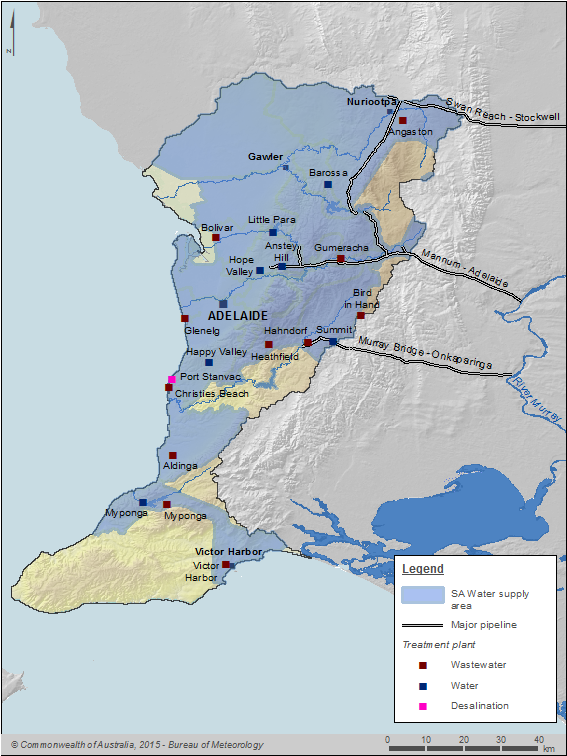 Figure P8 Urban water system infrastructure in the Adelaide region