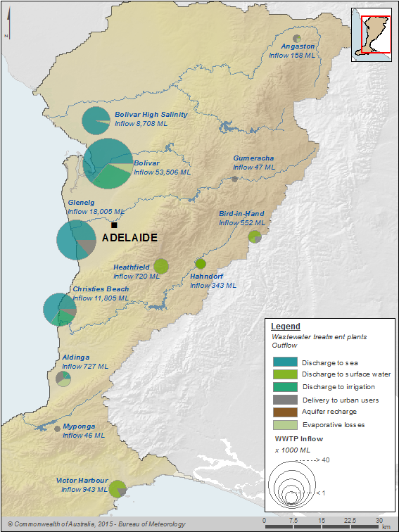 Figure 13 Wastewater inflows and outflows at each wastewater treatment plant