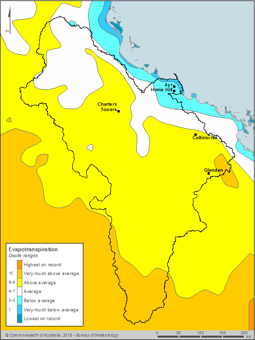 Figure C4 Annual evapotranspiration deciles for the Burdekin region during the 2013–14 year