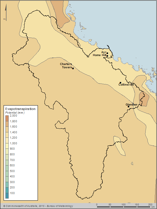 Figure C5 Total annual evapotranspiration for the Burdekin region during the 2013-14 year