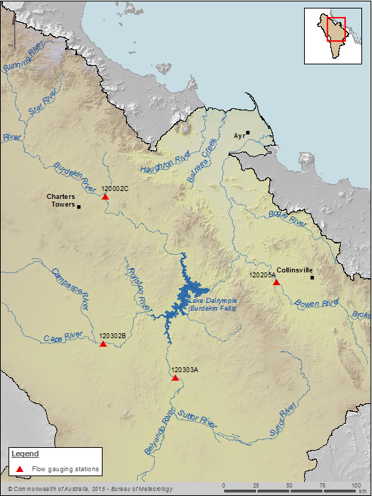 Figure P7 Key flow guaging stations along the main rivers within the Burdekin region