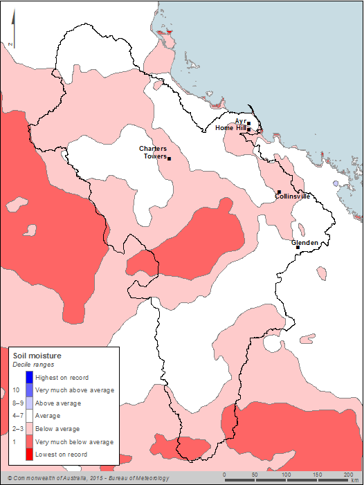 Figure C6 Annual mean temperature deciles for the Burdekin region during the 2013 - 14 year