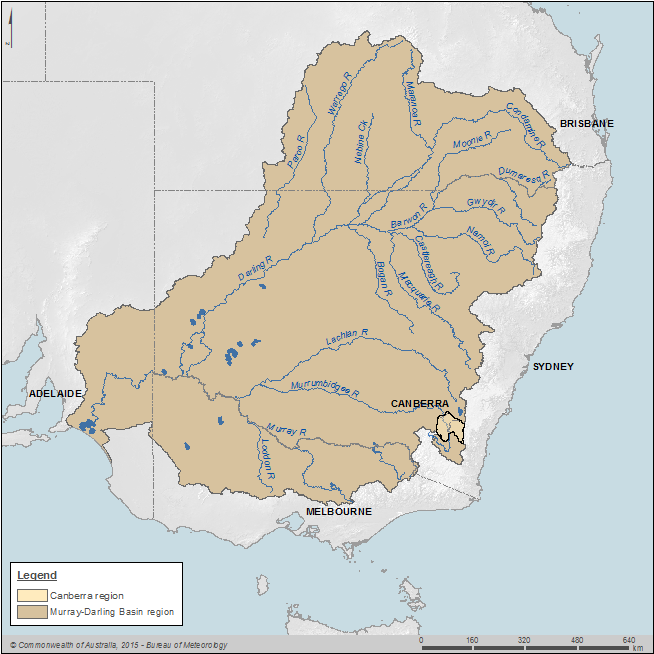 Figure P2 The Canberra region in the context of the Murray–Darling Basin region