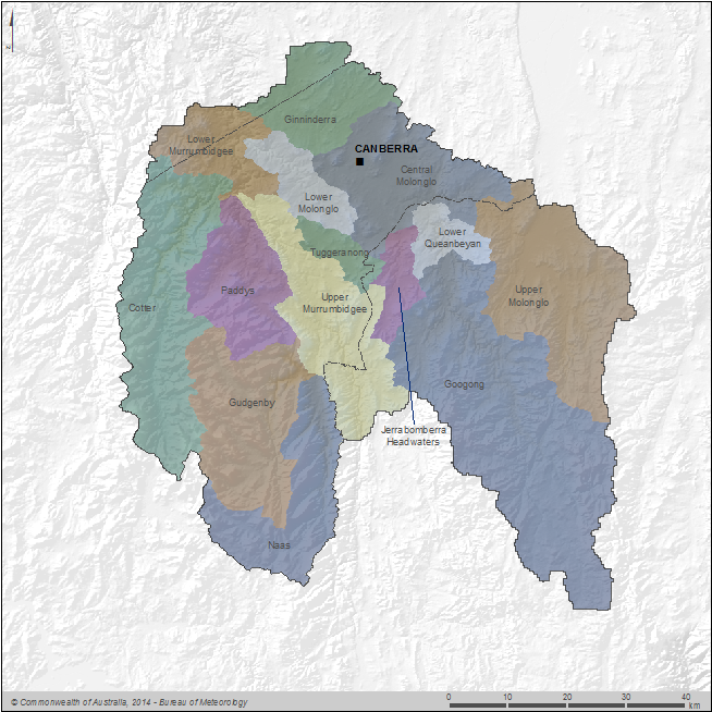 Figure A1 Water management areas in the Canberra region