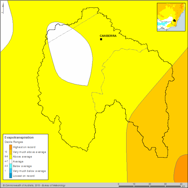 Figure C4 Annual potential evapotranspiration deciles for the Canberra region during the 2013–14 year