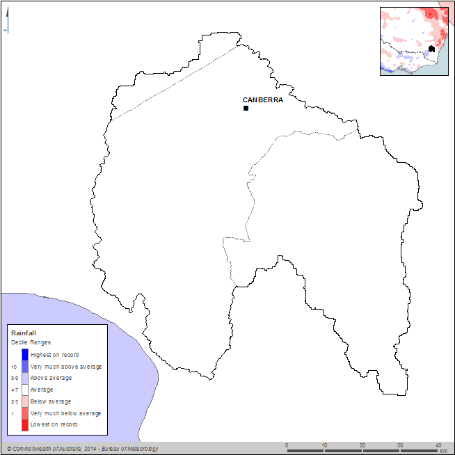 Figure C1 Annual rainfall deciles for the Canberra region during the 2013–14 year