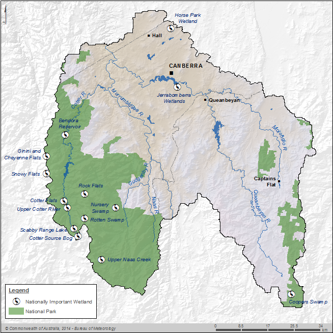 Figure P5 Significant wetlands in the Canberra region