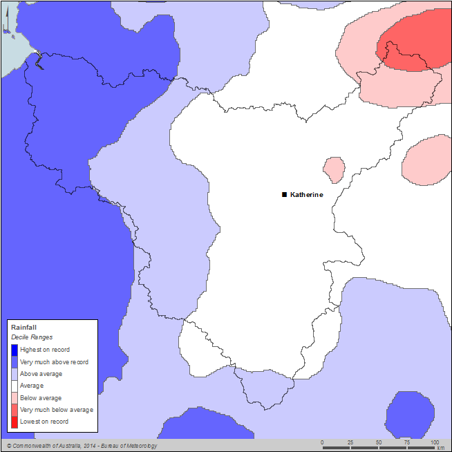 Figure C1 Annual rainfall deciles for the Daly region during the 2013–14 year