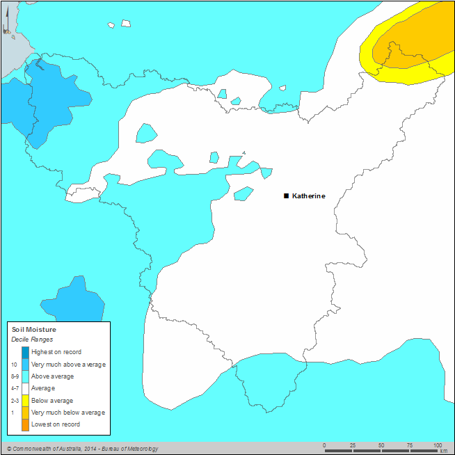 Figure W1 Annual soil moisture deciles for the Daly region during the 2013–14 year