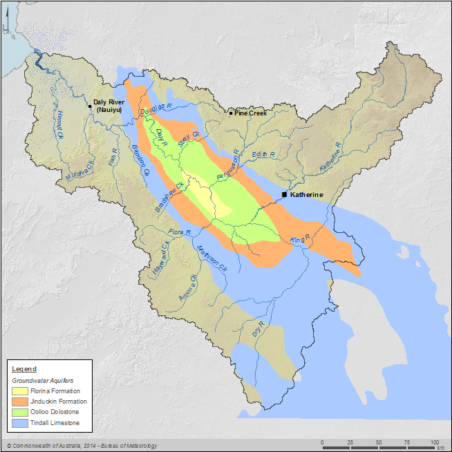 Figure P6 Map of groundwater aquifers in the Daly region