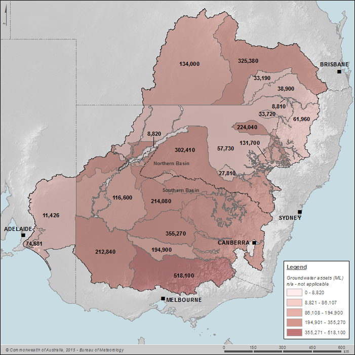 Figure 25 Groundwater asset volumes by groundwater resource plan area on 30 June 2014