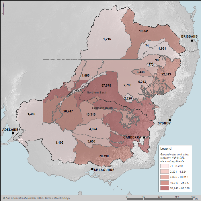 Figure 28 Groundwater extractions-other statutory rights by Groundwater resource plan area on 30 June 2014
