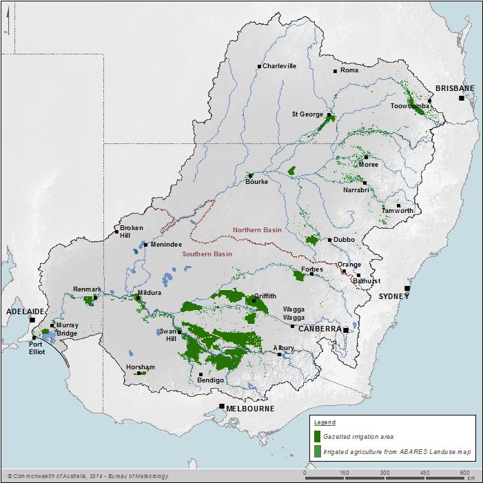 Figure P11 Irrigated areas within the Murray-Darling Basin region