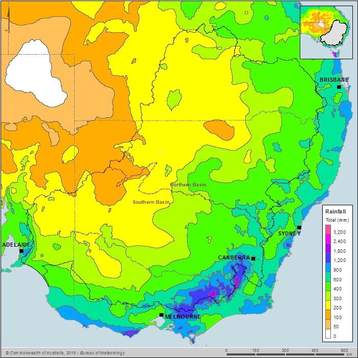 Figure C2 Total annual rainfall for the Murray–Darling Basin region during the 2013–14 year