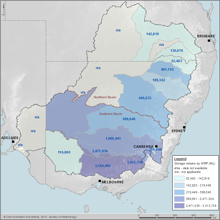 Figure 3 Total storage volume by surface water resource plan area on 30 June 2014